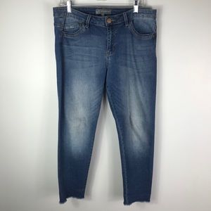 Wit & Wisdom distressed skimmer jeans fringe crop